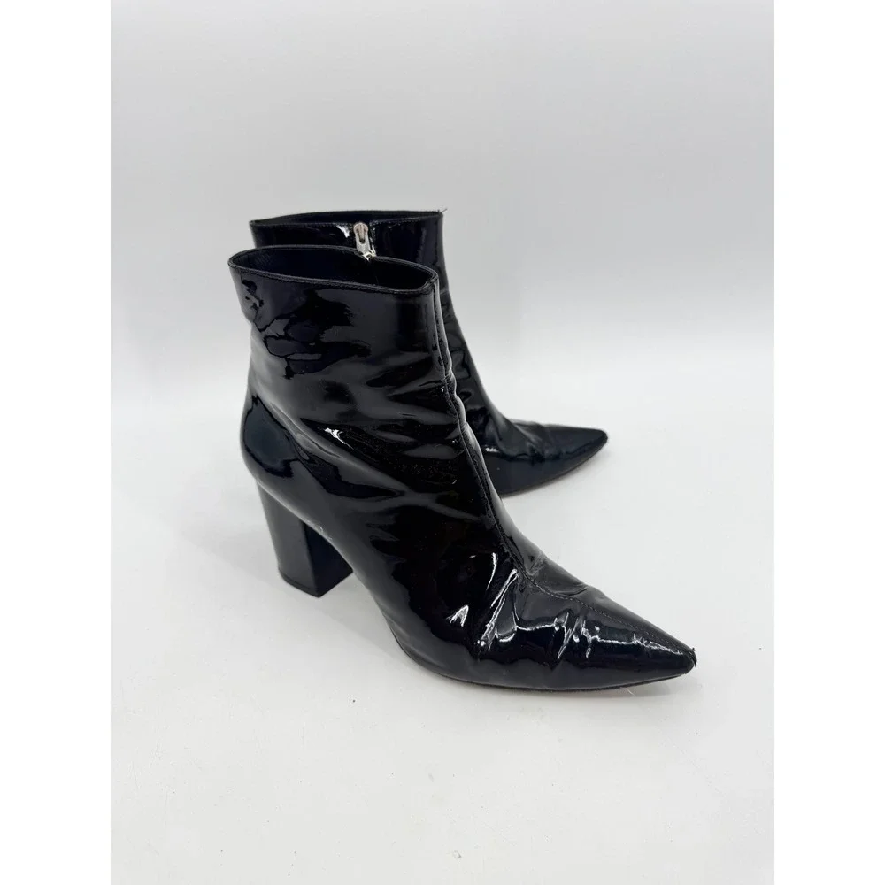 Anine Bing Ankle Boots Women Size 10 Black Pointed Toe Block Heel